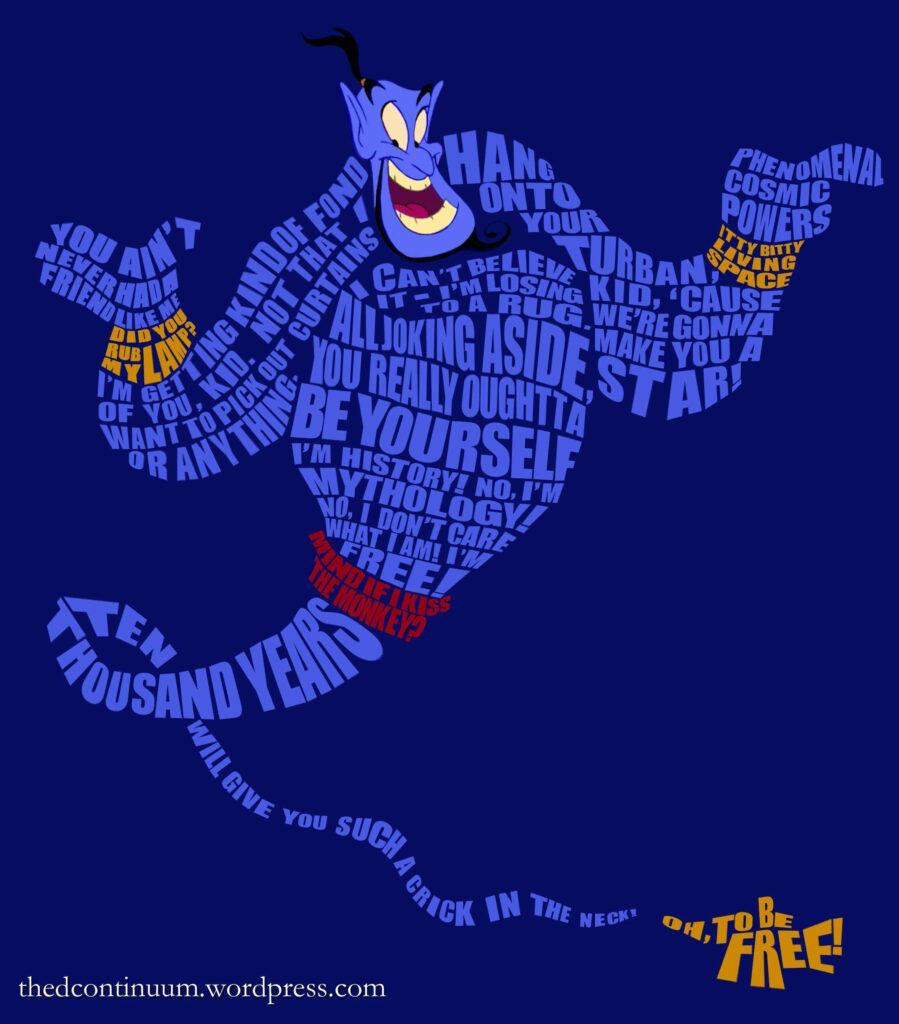 Vibrant Aladdin Blue Genie Wallpaper with Iconic Quotes & Traits