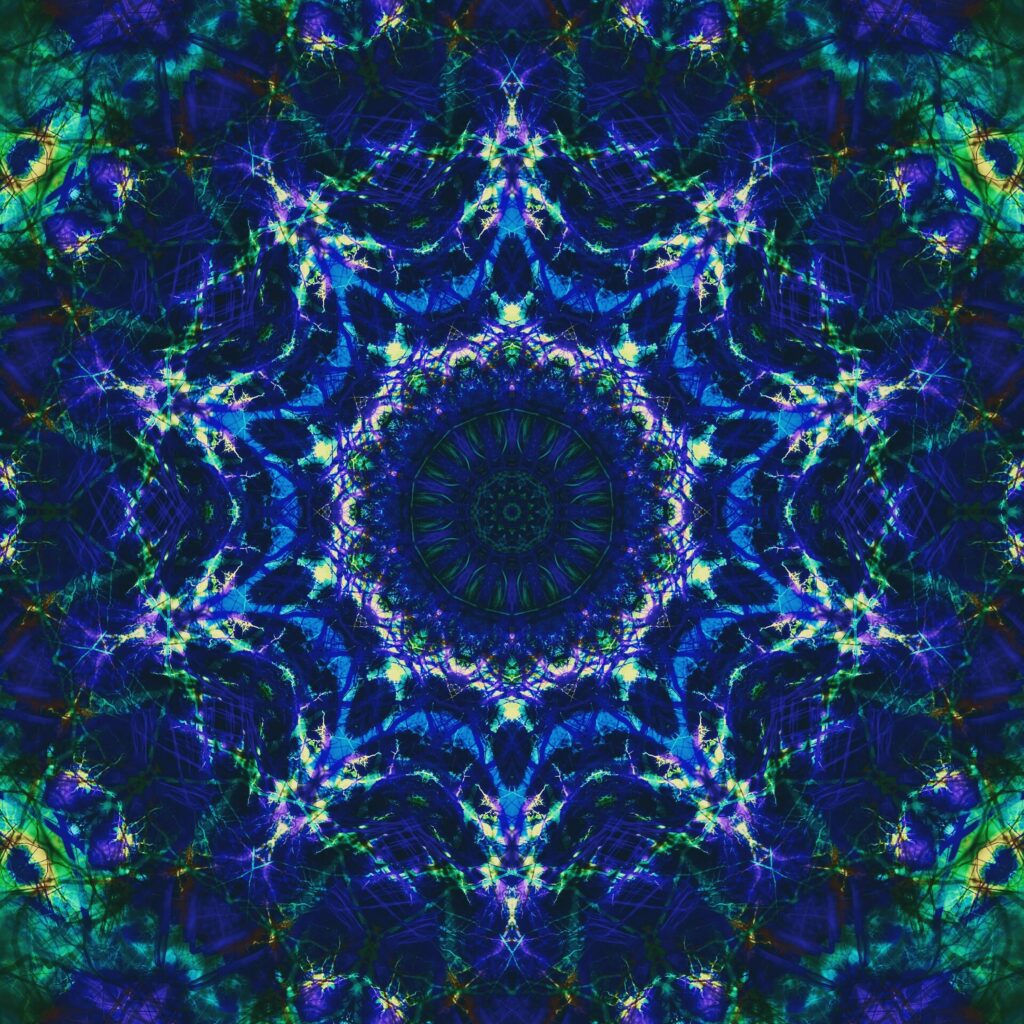 Intricate Blue & Green Fractal Wallpaper - 3840x3840 High-Quality Background