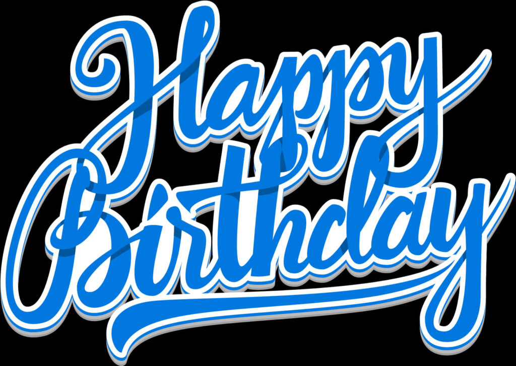 Vibrant Blue Cursive Happy Birthday Wallpaper for Festive Decor