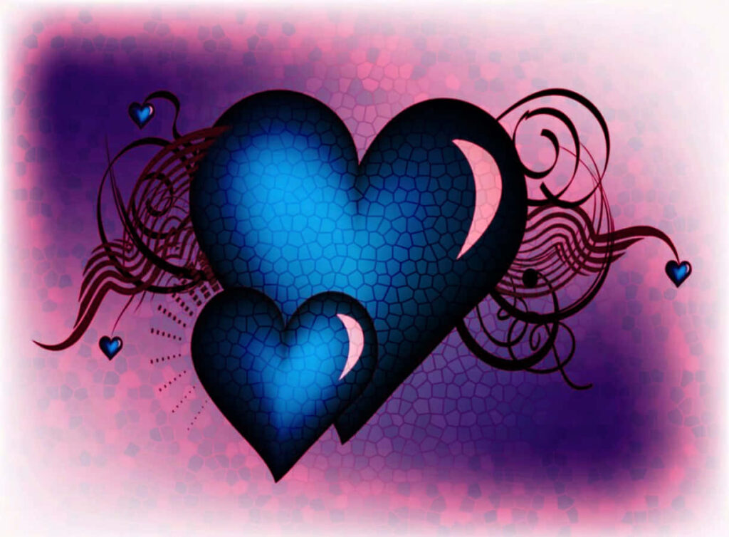 Colorful Blue Hearts Wallpaper: Artistic Design in Pink & Purple