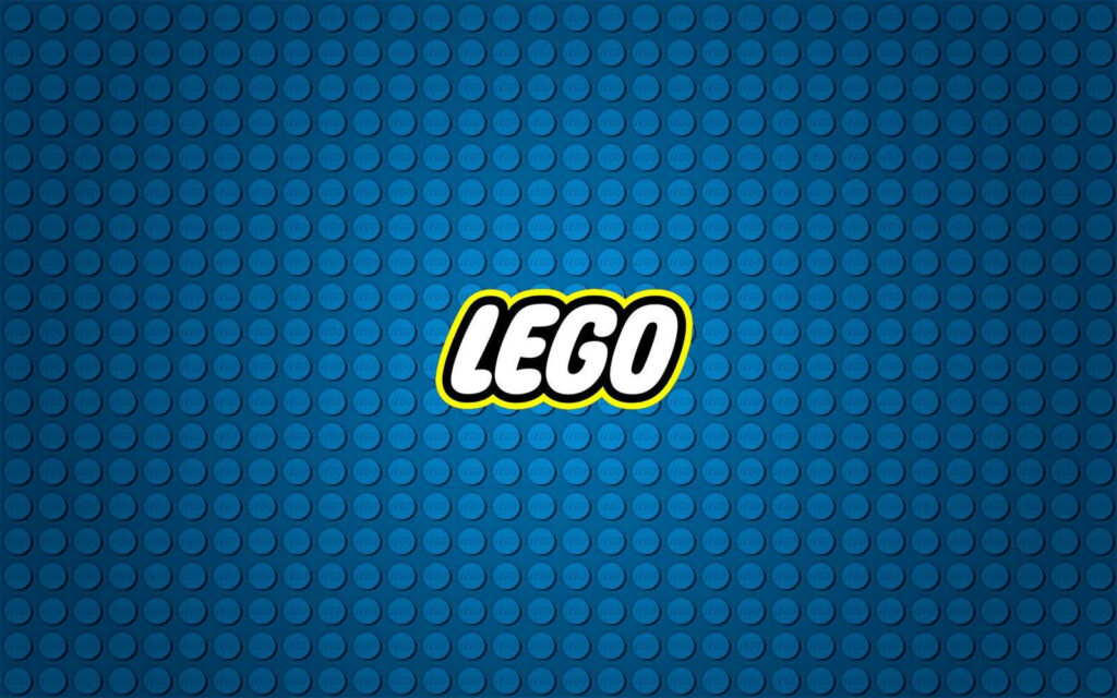 Vibrant blue Lego brick pattern wallpaper with centered classic LEGO logo for playful design
