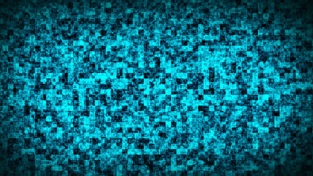 Vibrant Blue Mosaic Wallpaper: Dynamic Pixelated Square Pattern