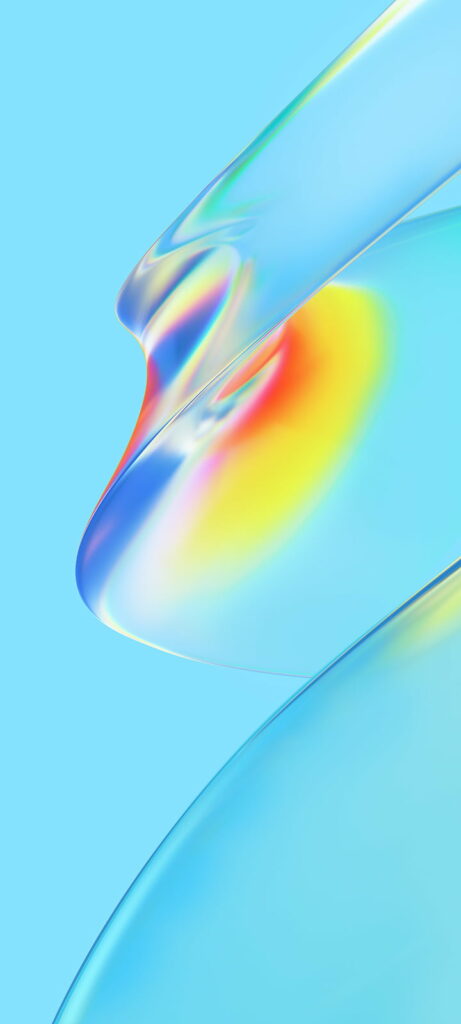 Modern abstract blue swirl with rainbow center HD wallpaper for Oppo Reno 6