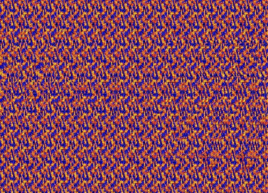 Vibrant Blue & Orange Abstract Wallpaper with Hidden 3D Stereogram