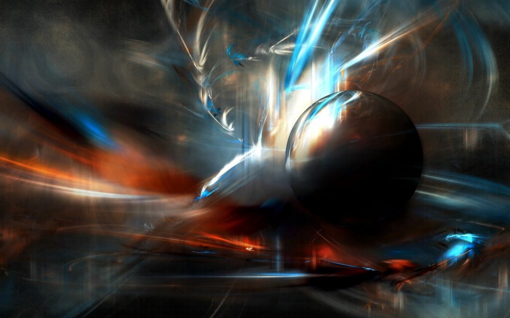 Dynamic Dark Abstract Wallpaper with Metallic Sphere 2560x1600