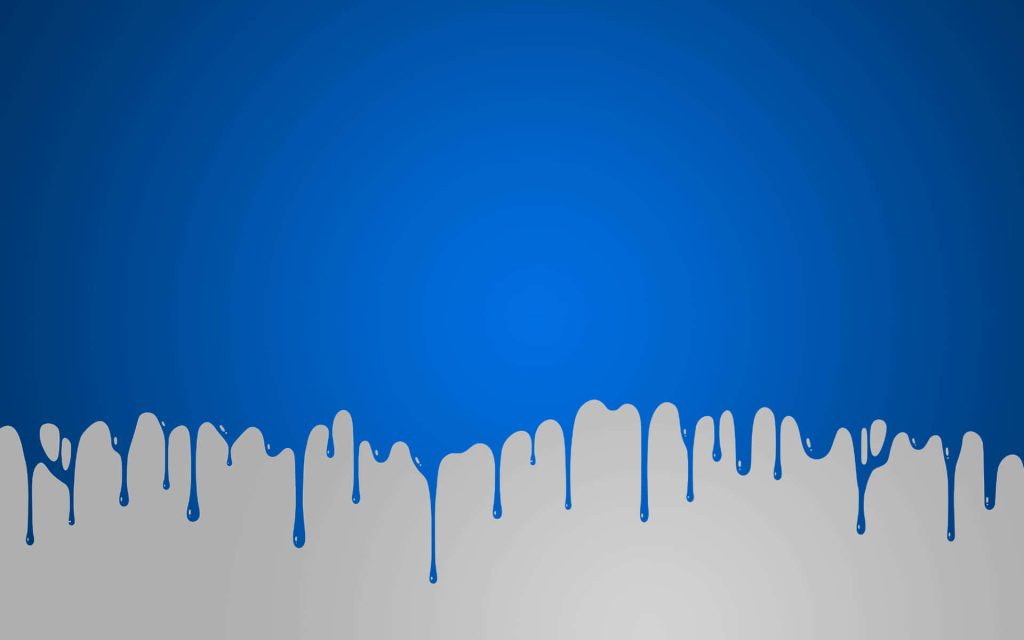 Vibrant blue paint drip digital wallpaper on light grey background minimalist desktop design