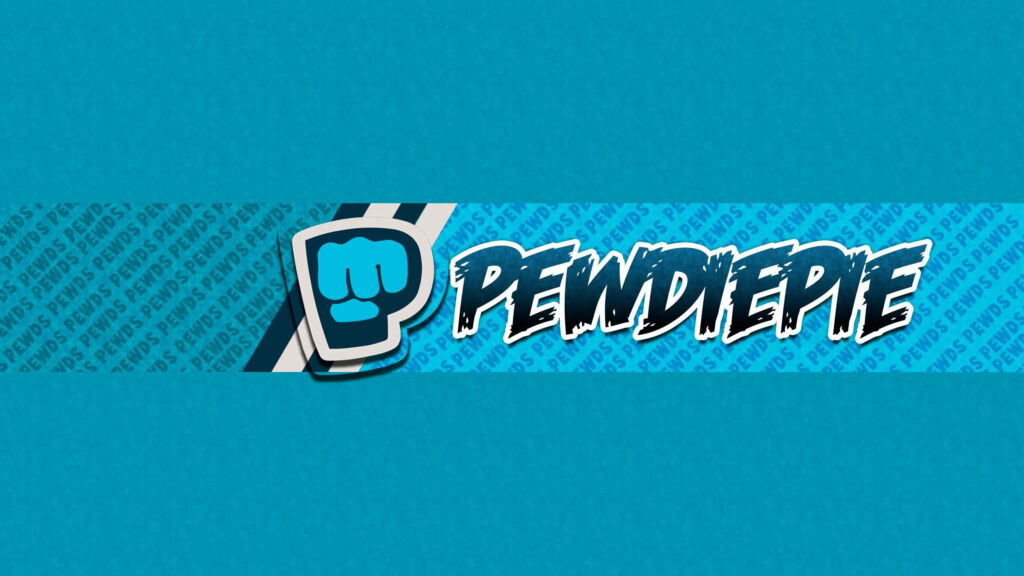 Vibrant blue Pewdiepie wallpaper with Brofist logo and bold text showcasing YouTuber energy