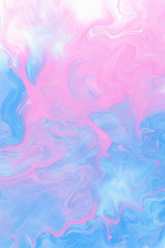 Vibrant Fluid Art Wallpaper: Dreamy Blue & Pink Abstract Background