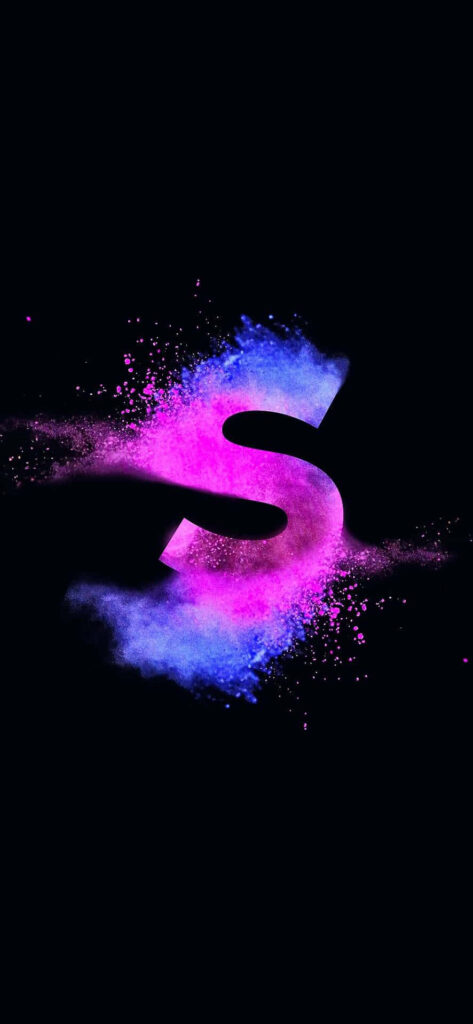 Vibrant Blue & Pink Stylized 'S' Wallpaper on Black Background