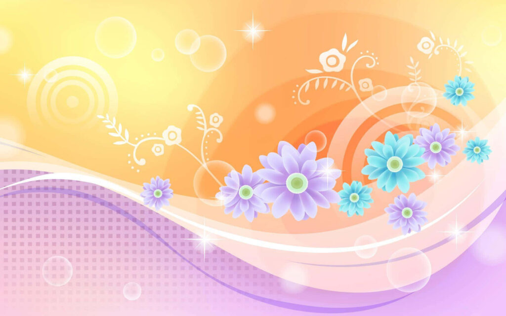 Vibrant Abstract Floral Wallpaper in Warm Yellow & Orange Hues