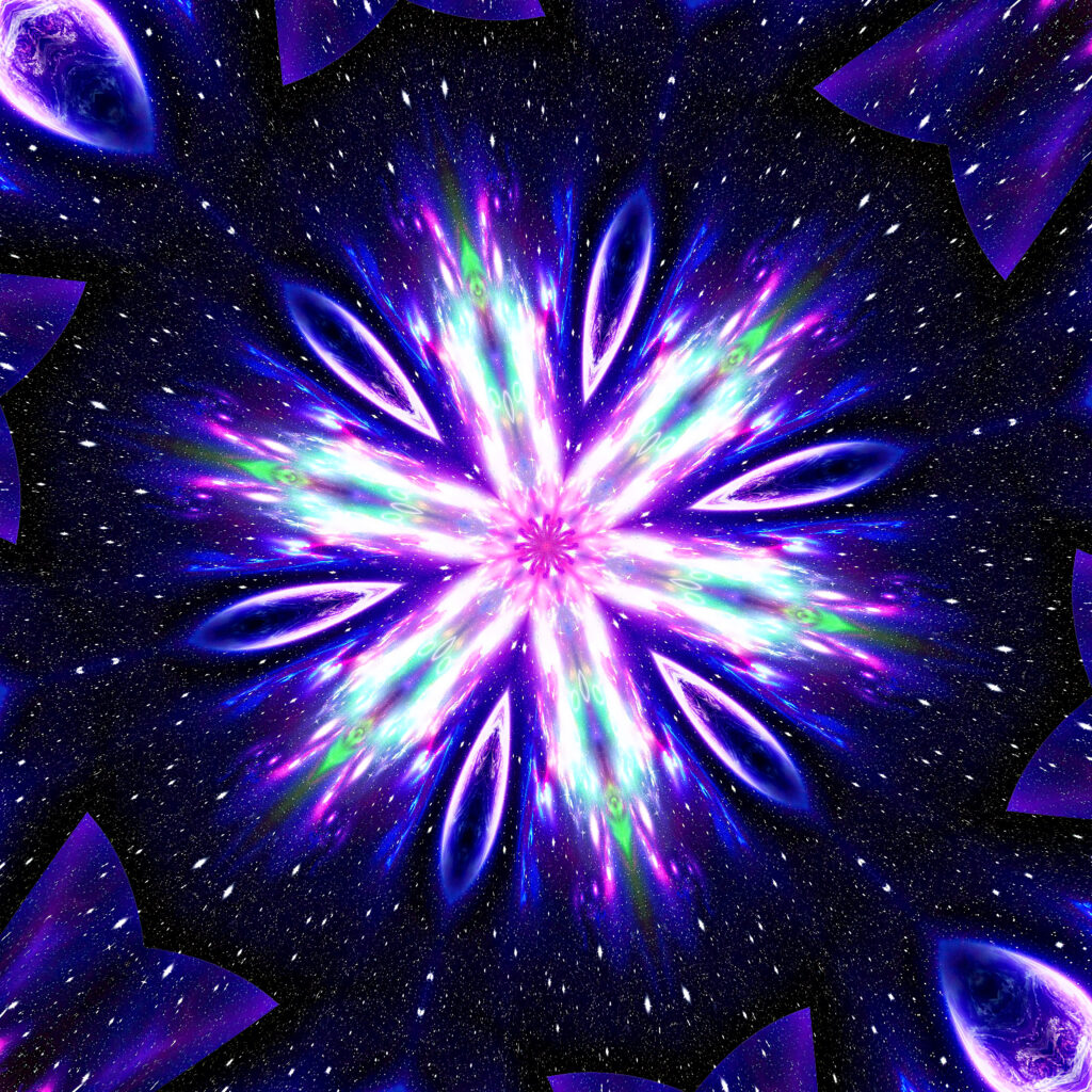 Vibrant Kaleidoscopic Wallpaper: Blue & Purple Abstract Background