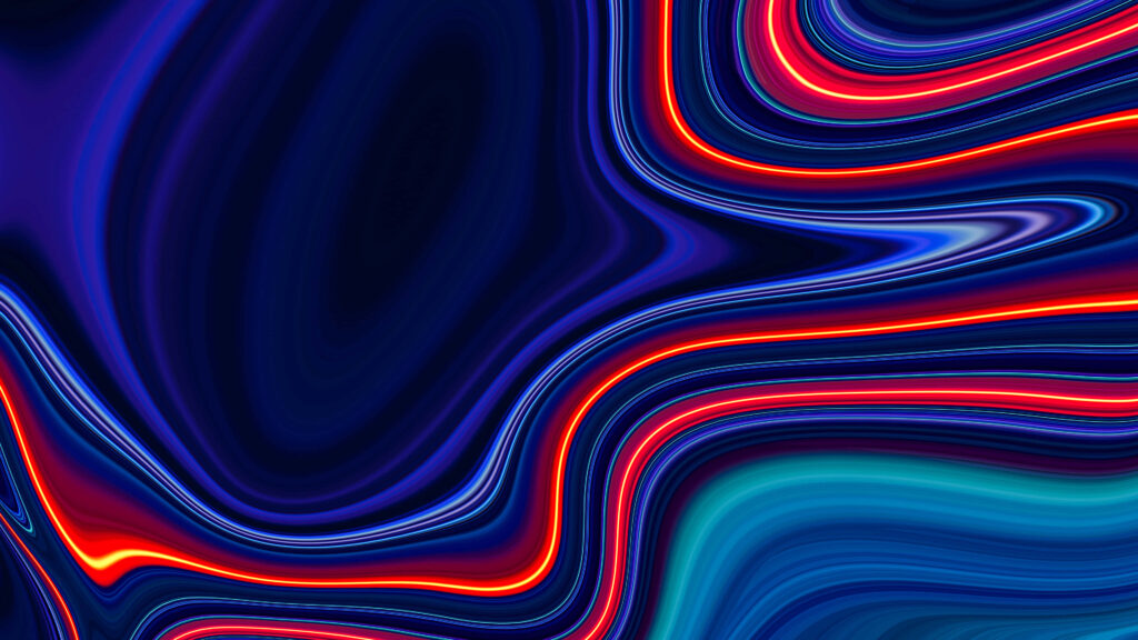 Vibrant Blue & Red Abstract Wallpaper with Fluid Swirls – Dynamic Background