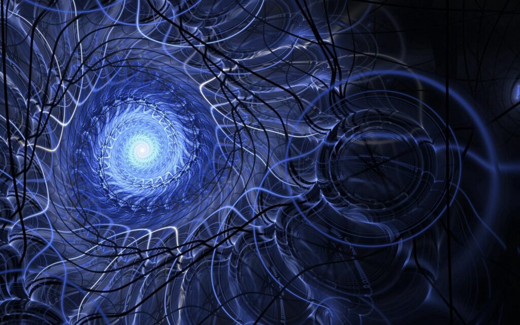Mesmerizing Spiral Design Wallpaper: Vibrant Blue & Black Background