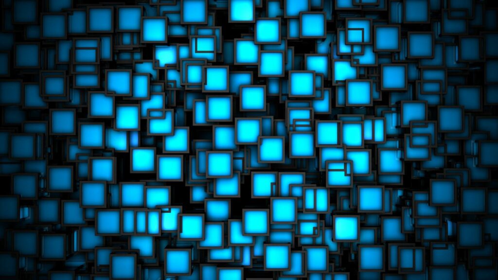 Vibrant Blue Square Mosaic Wallpaper | 1920x1080 High-Res Background