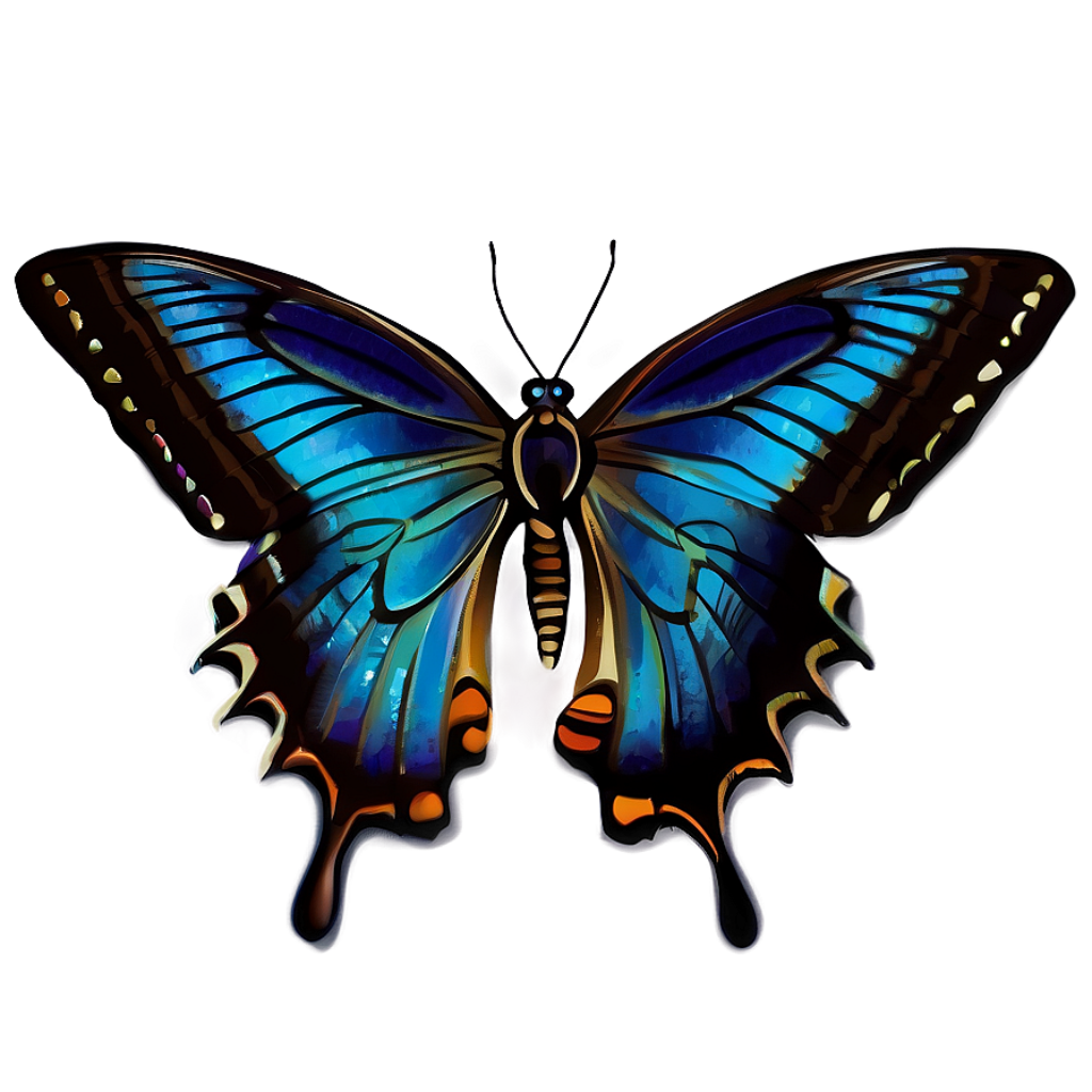 Vibrant Blue Swallowtail Butterfly Artwork Wallpaper Background