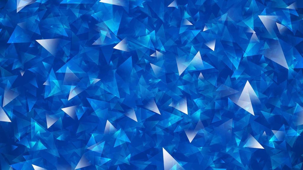 Vibrant blue geometric triangles background with layered translucent shards and light gradients Wallpaper