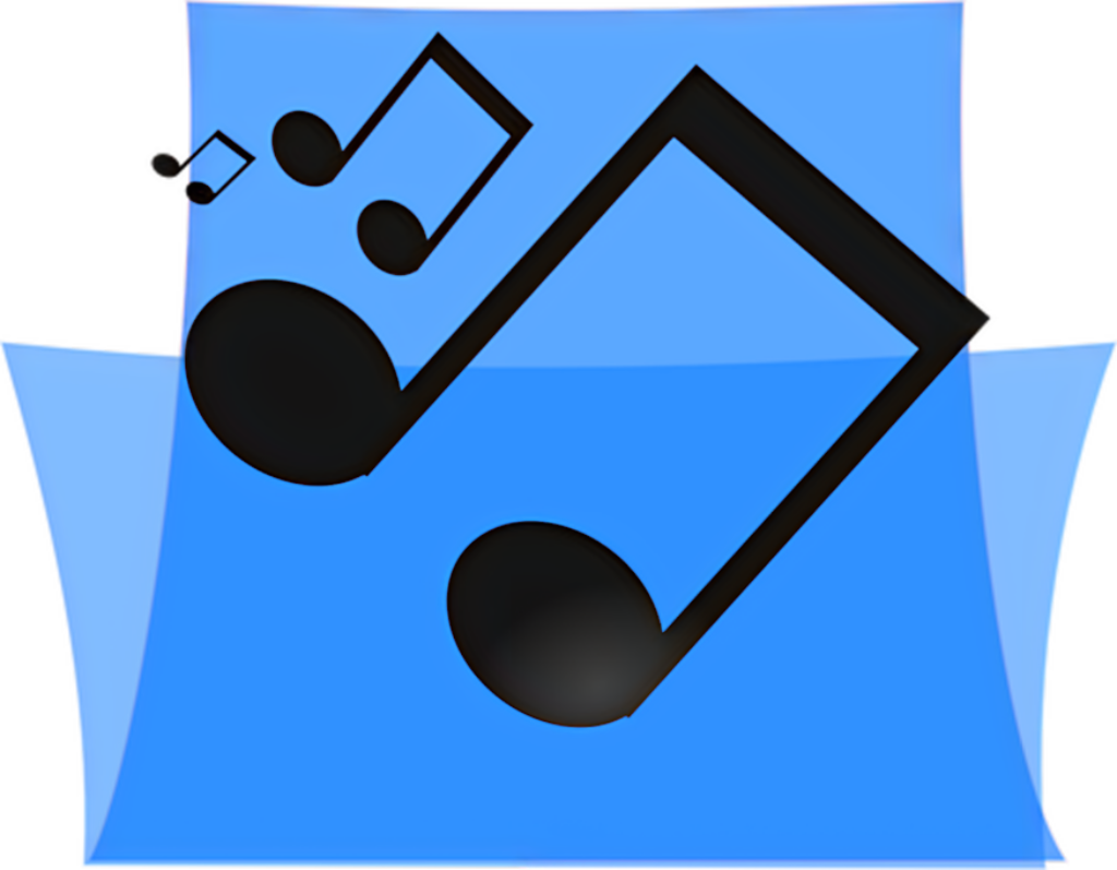 Vibrant Blue Wallpaper with Bold Black Musical Notes Design
