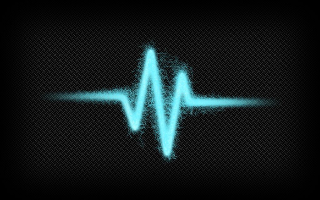 Vibrant Blue Waveform Wallpaper on Dark Textured Background