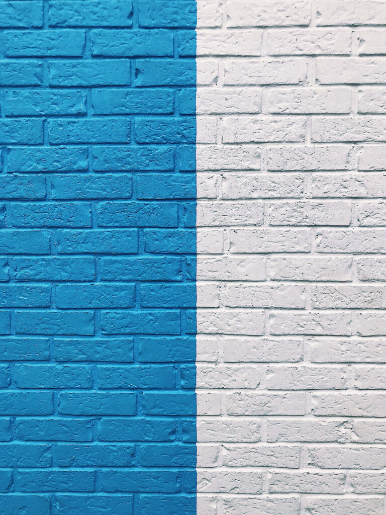 Vibrant Blue & White Brick Wall Wallpaper for Creative Edits