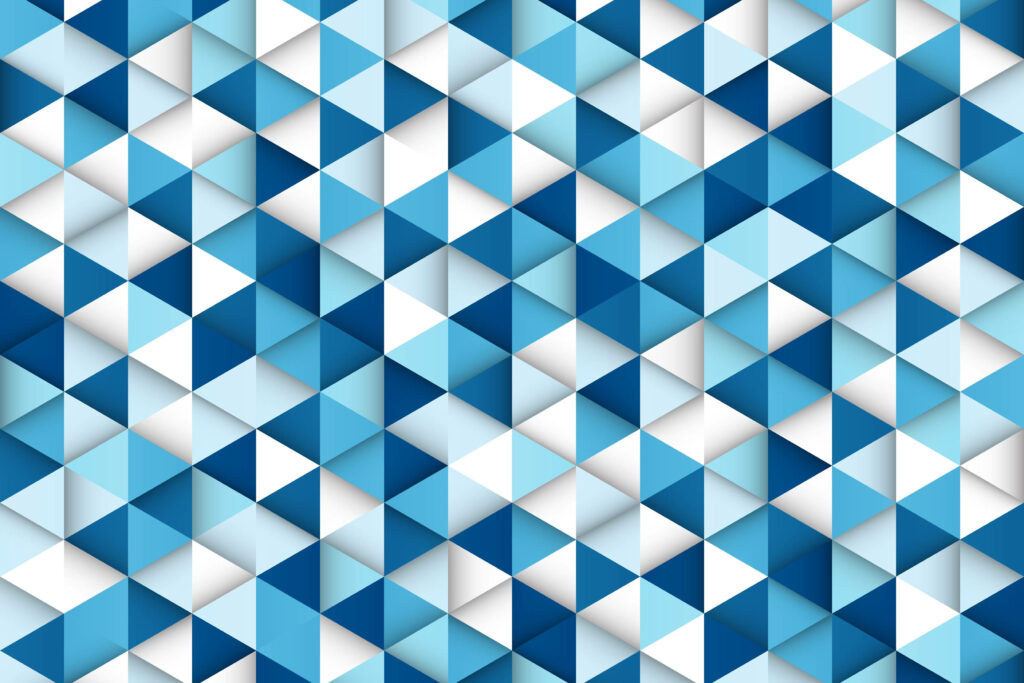 Vibrant Blue & White Triangular Mosaic Wallpaper for Modern Interiors