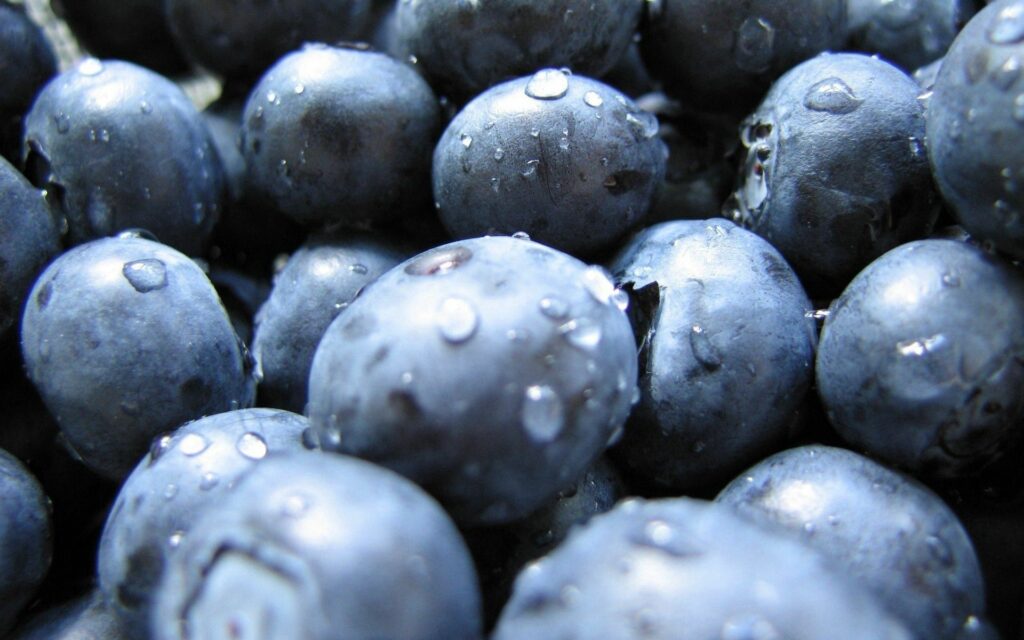 Fresh Blueberries with Water Droplets: Vibrant Wallpaper Background