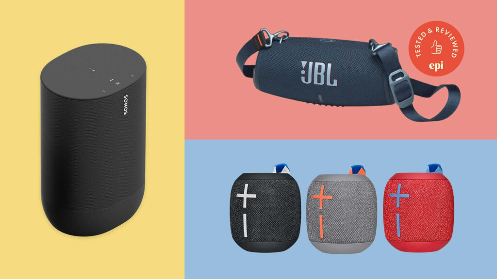 Vibrant Bluetooth Speakers on Cheerful Pastel Background Wallpaper