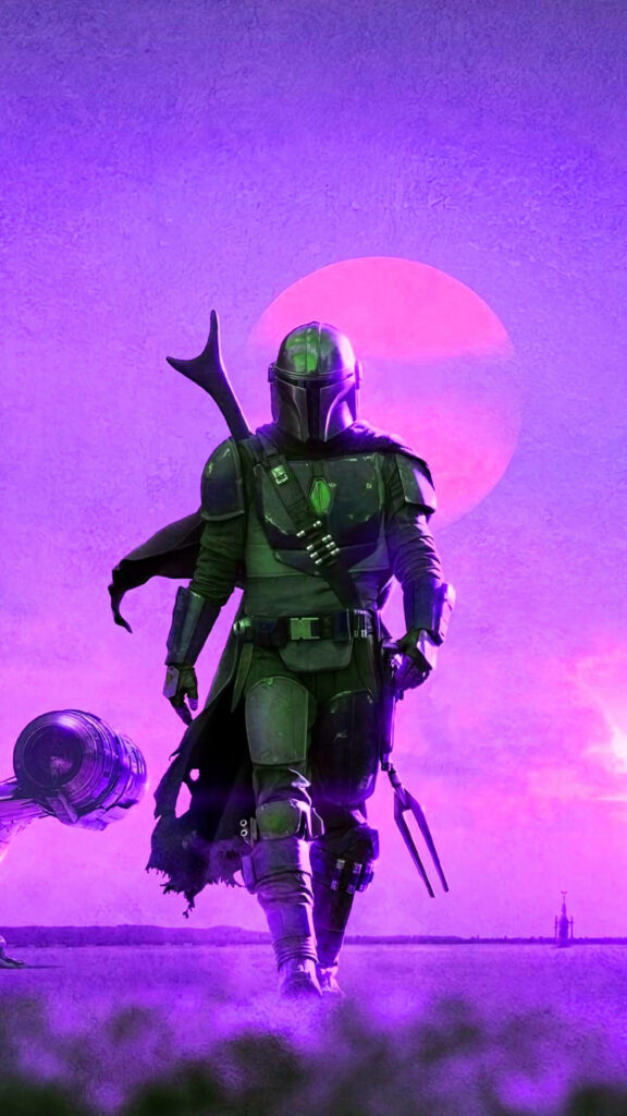 Vibrant Boba Fett Wallpaper: Intergalactic Hunter at Sunset