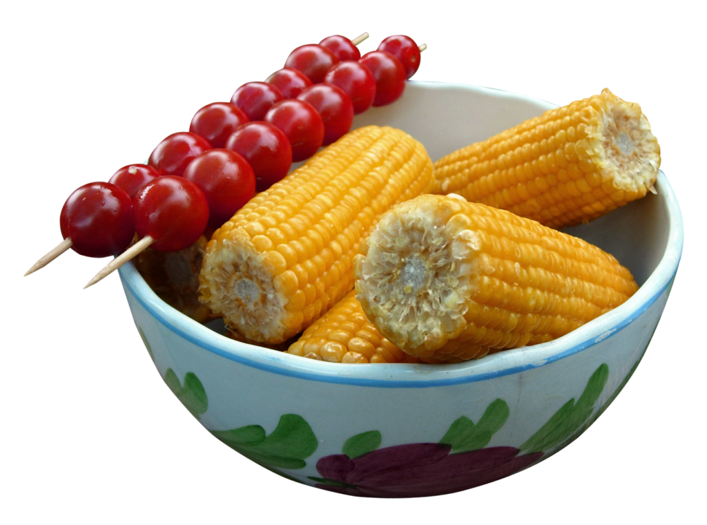 Vibrant Bowl of Corn & Tomatoes - Colorful Culinary Wallpaper