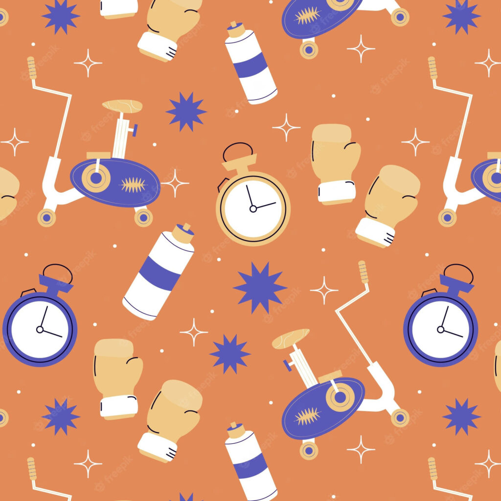 Vibrant Boxing Equipment Wallpaper: Energetic Vector Art Design