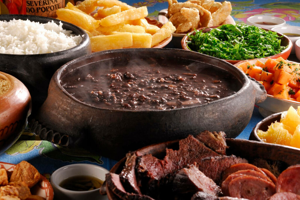 Vibrant Brazilian Feast Wallpaper: Authentic Feijoada & Sides