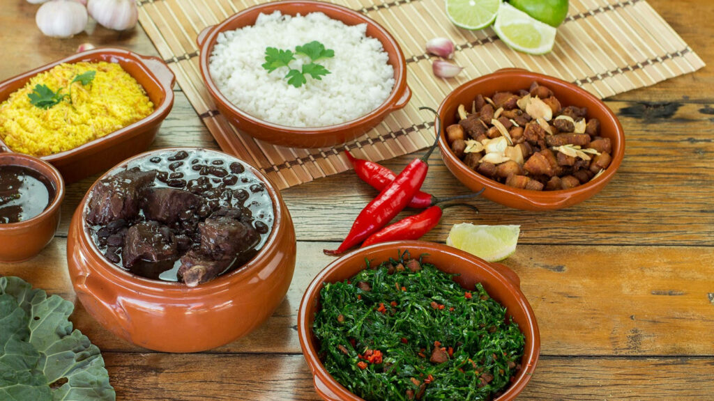 Vibrant Brazilian Feijoada Wallpaper: A Culinary Delight Background