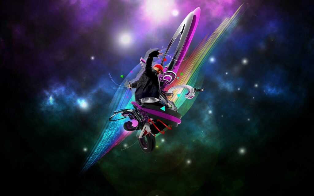 Vibrant Breakdancing Kid Wallpaper | Cosmic Background 1920x1200