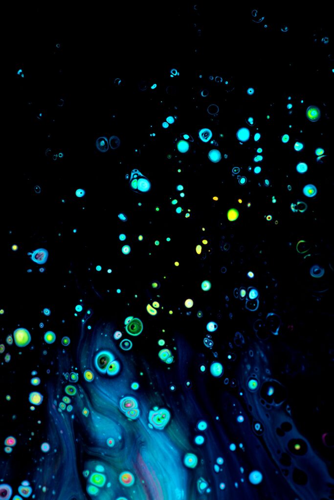 Vibrant Abstract Wallpaper: Cosmic Bubbles & Liquid Stains Background