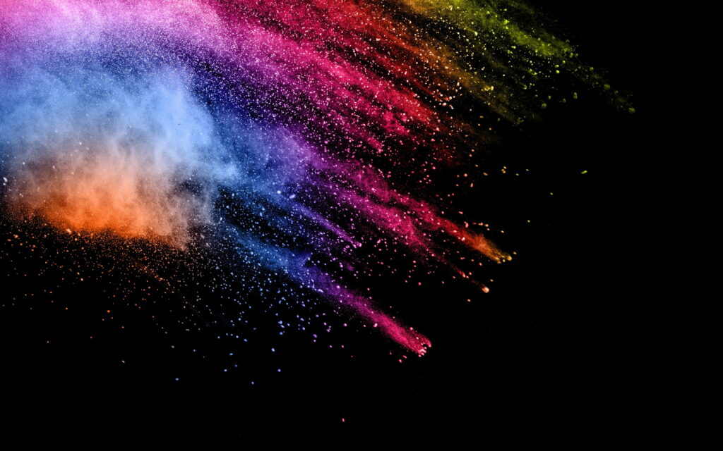 Vibrant Abstract Explosion: HD Wallpaper of Colorful Splashes on Black Background