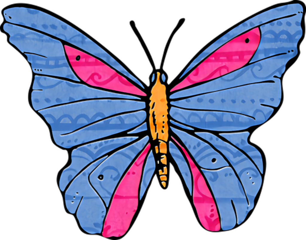 Vibrant Butterfly Art: Abstract Blue & Pink Wallpaper Background
