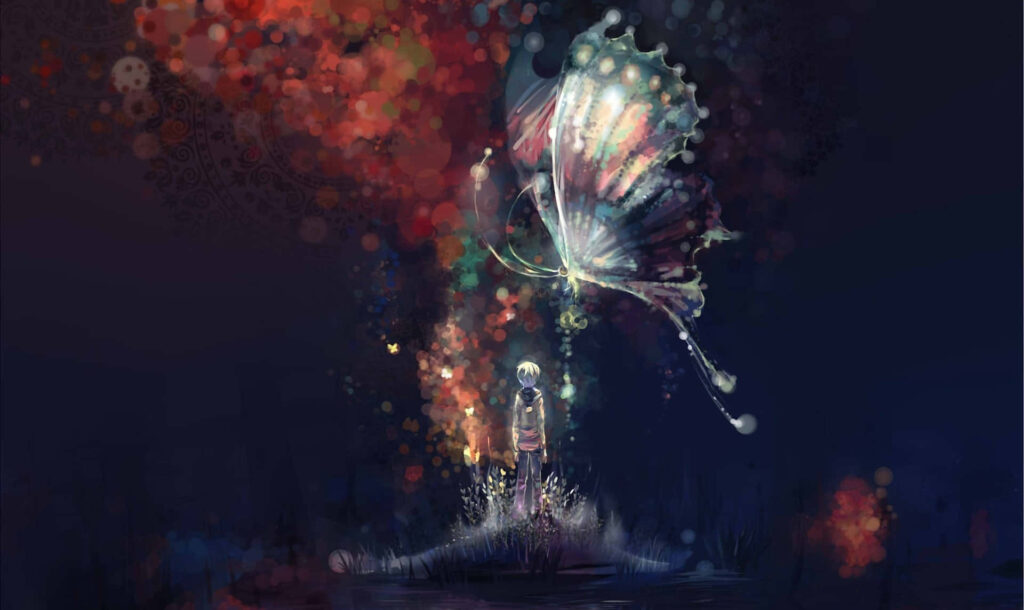 Vibrant Butterfly Art: Serene Scene Wallpaper Background