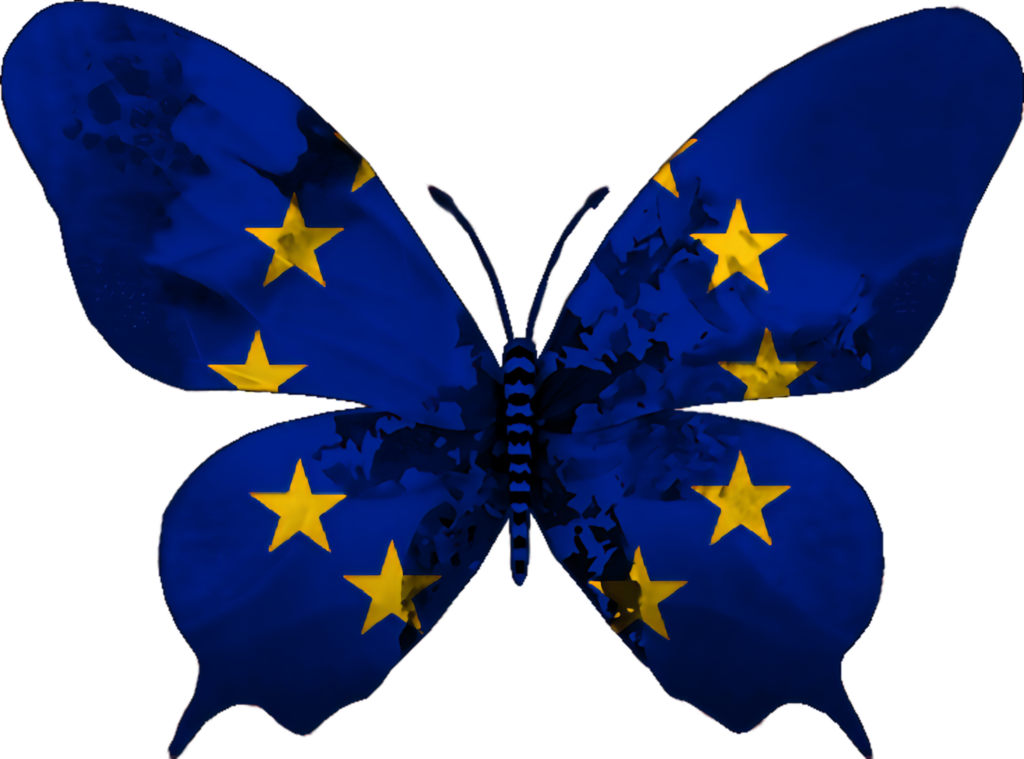 Vibrant Butterfly Design with EU Flag - Stunning Wallpaper Background