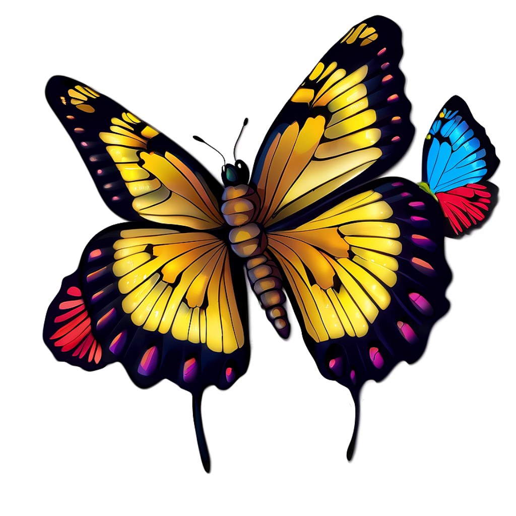 Vibrant Butterfly Illustration - Colorful Wing Patterns Wallpaper