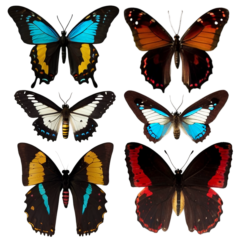 Vibrant Butterfly Wallpaper: Colorful Specimens on Dark Background