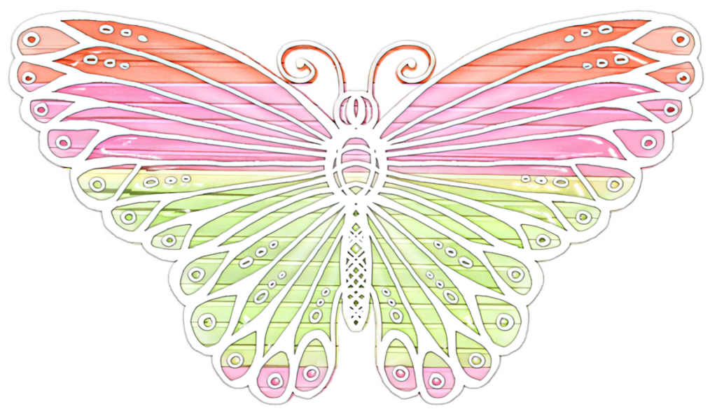 Colorful Butterfly Illustration Wallpaper: Pink, Green & Orange Design