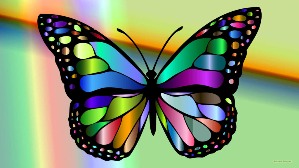 Colorful Butterfly Wallpaper with Rainbow Hues on Soft Background