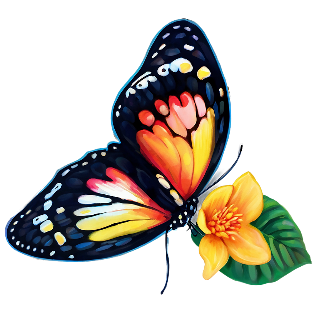 Vibrant Butterfly Wallpaper: Multicolored Wings on Yellow Flower