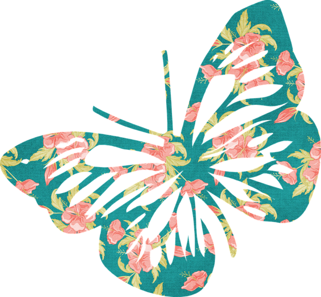 Elegant Butterfly Wallpaper: Floral Pattern with Pink Flowers & Foliage