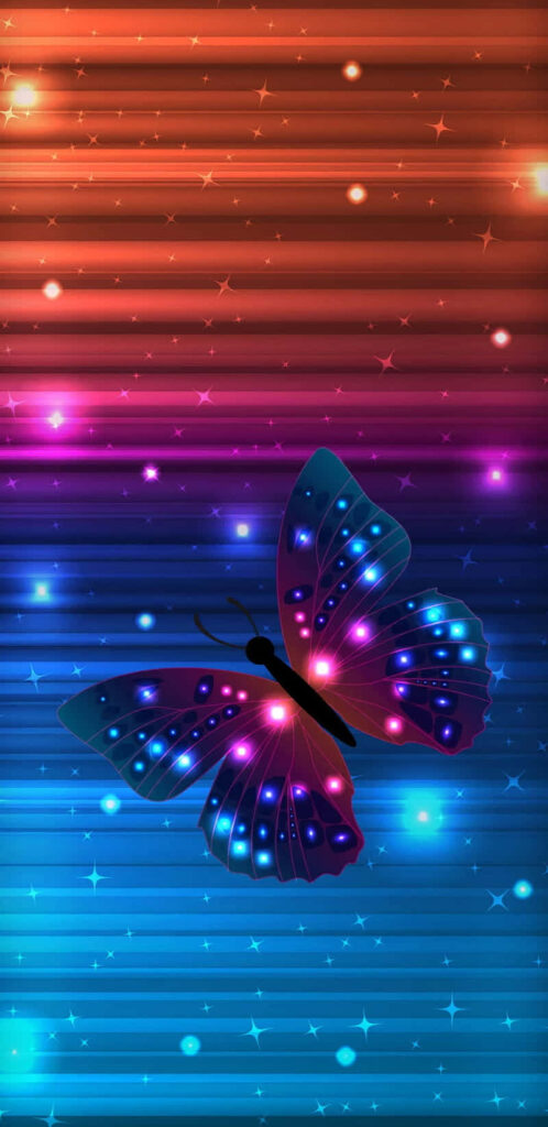 Glittery Butterfly Wallpaper: Vibrant Close-Up with Luminous Patterns
