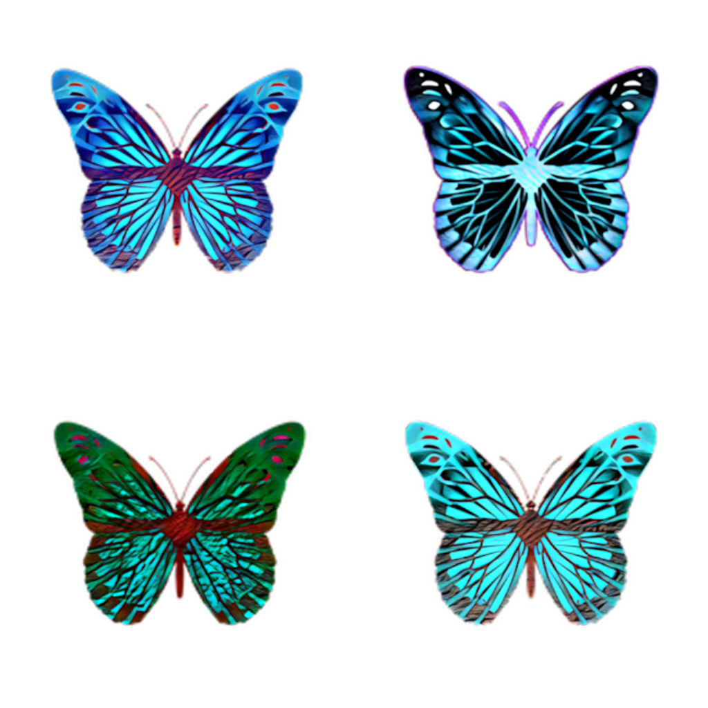 Vibrant Butterfly Wallpaper: Blue, Green & Purple on Black Background