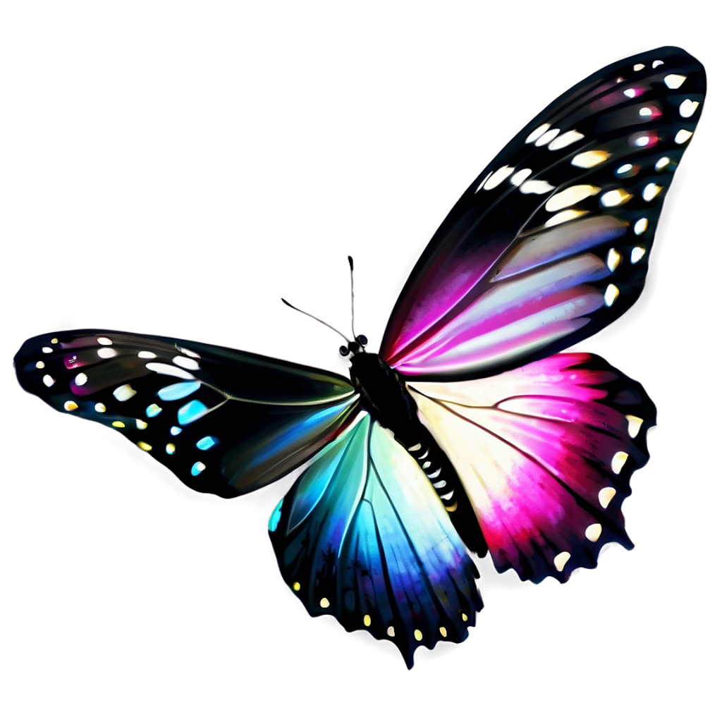 Vibrant Butterfly Wallpaper: Colorful Luminous Design on Dark Background