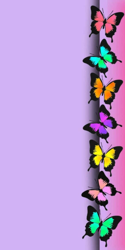Vibrant Butterfly Wallpaper: Neon Design on Pink & Purple Gradient