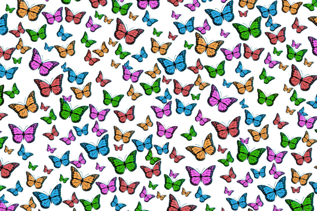 Vibrant Kaleidoscope of Colorful Butterflies Wallpaper Background