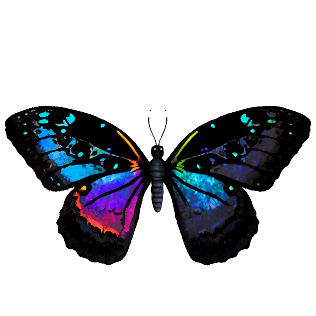 Vibrant Butterfly with Rainbow Wings - Artistic Dark Background Wallpaper