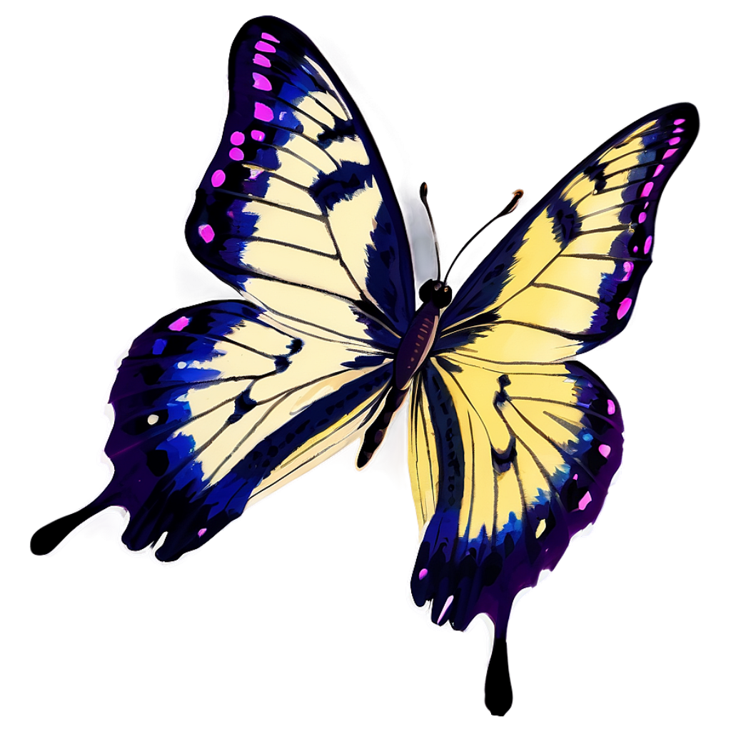 Vibrant Glowing Butterfly Wallpaper: Yellow, Blue & Purple Design